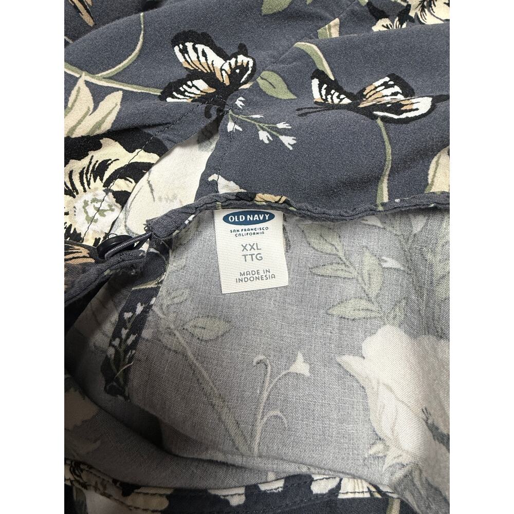 Old Navy Women’s Plus Size XXL Shift Dress Gray Floral 3/4 Ruffle Sleeve Cottage - Picture 6 of 6